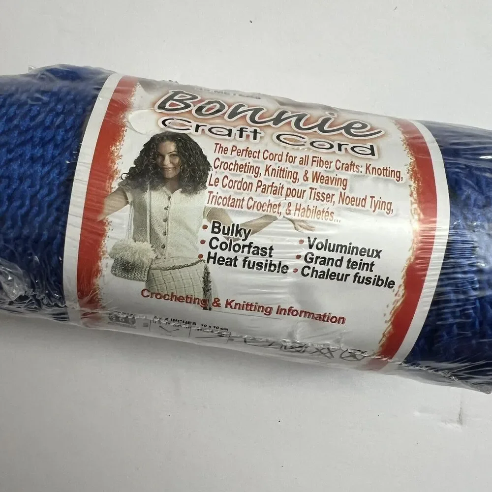 Bonnie Craft Cord 4mm 50 Yards Crochet Knit Knotting Weaving Macrame Royal Blue